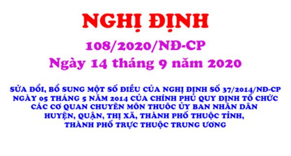 Nghị định số 108/2020/NĐ-CP của Chính phủ Sửa đổi, bổ sung một số điều của Nghị định số 37/2014/NĐ-CP ngày 05 tháng 5 năm 2014 của Chính phủ