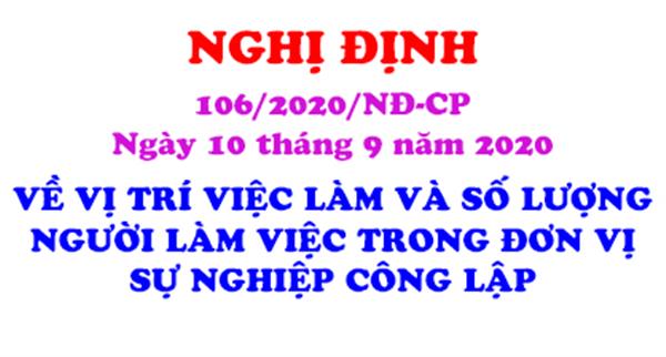 Nghị định 106/2020/NĐ-CP về vị trí việc làm trong đơn vị sự nghiệp công lập